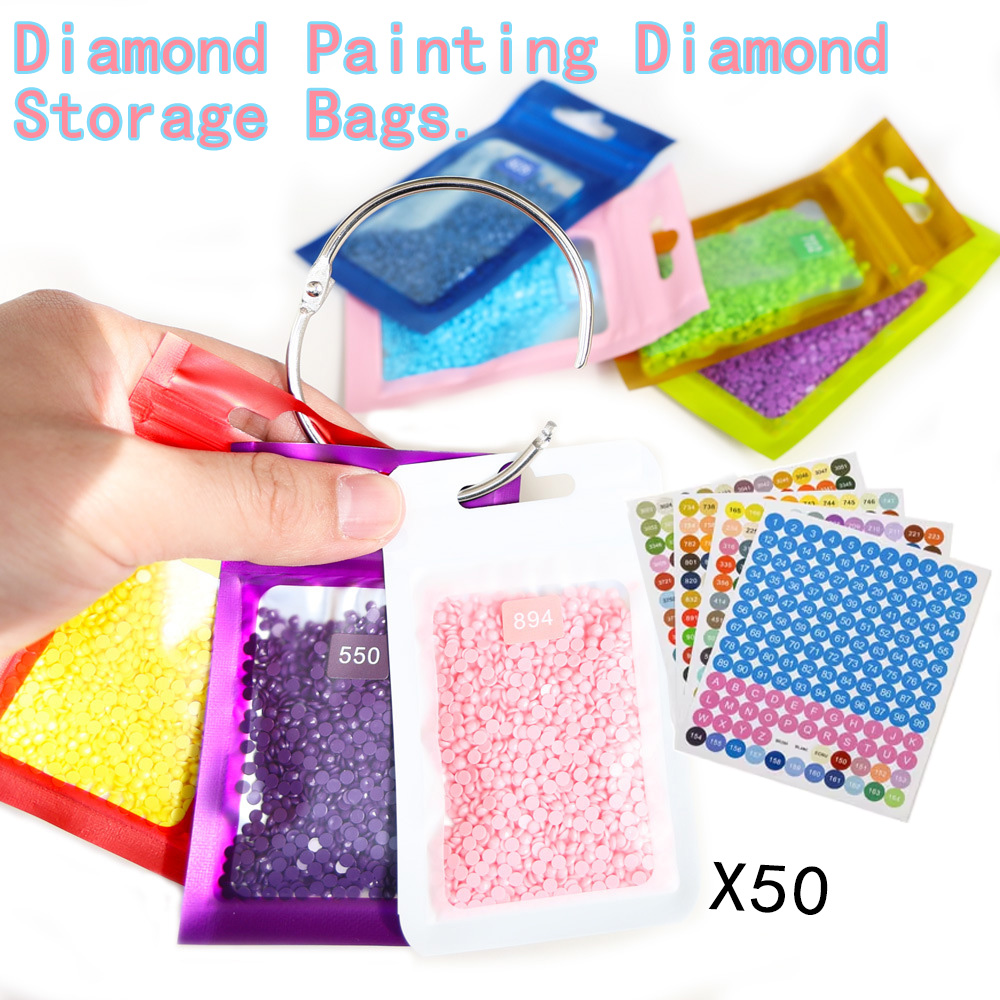 Art Craft Bag - 50pcs Tas Penyimpanan Manik-manik Lukisan Berlian
