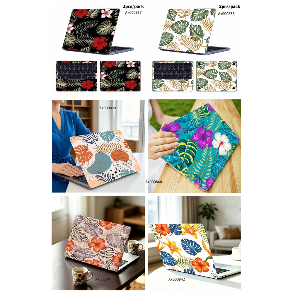 Art Craft Notebook - 2Pcs Paket Stiker Laptop Motif Daun
