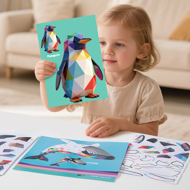 Art Craft For Preschool - Puzzle Stiker Geometri Hewan Edukatif untuk