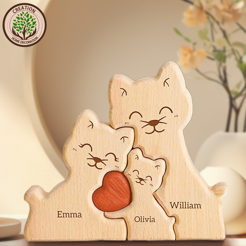 Art Craft 2 Year Olds - Teka-teki Seni Kucing Kayu Hadiah Ukiran