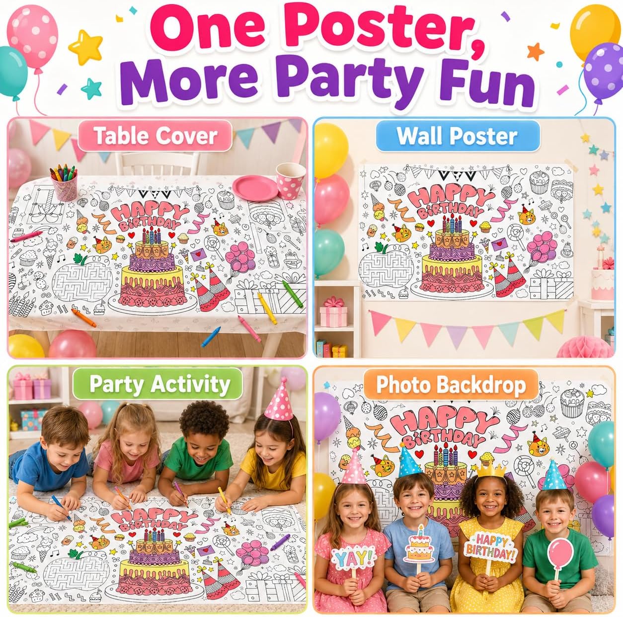 Poster Mewarnai Raksasa untuk  - Art Craft Birthday Party ulasan dan harga