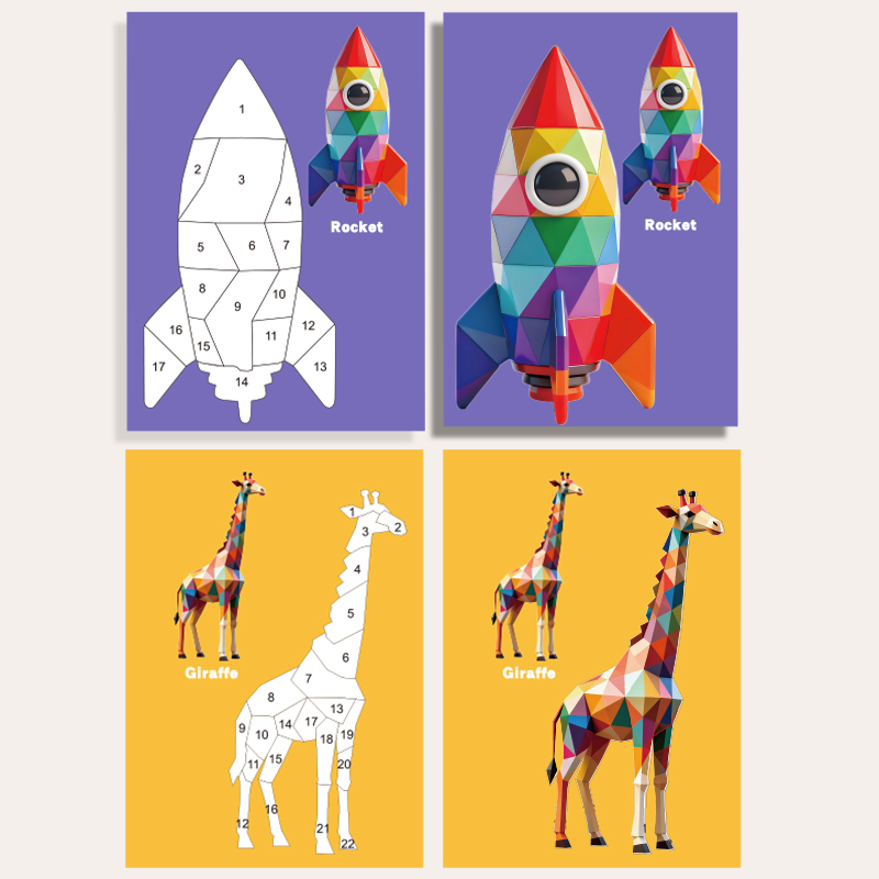Puzzle Stiker Geometri Hewan E - Art Craft For Preschool ulasan dan harga