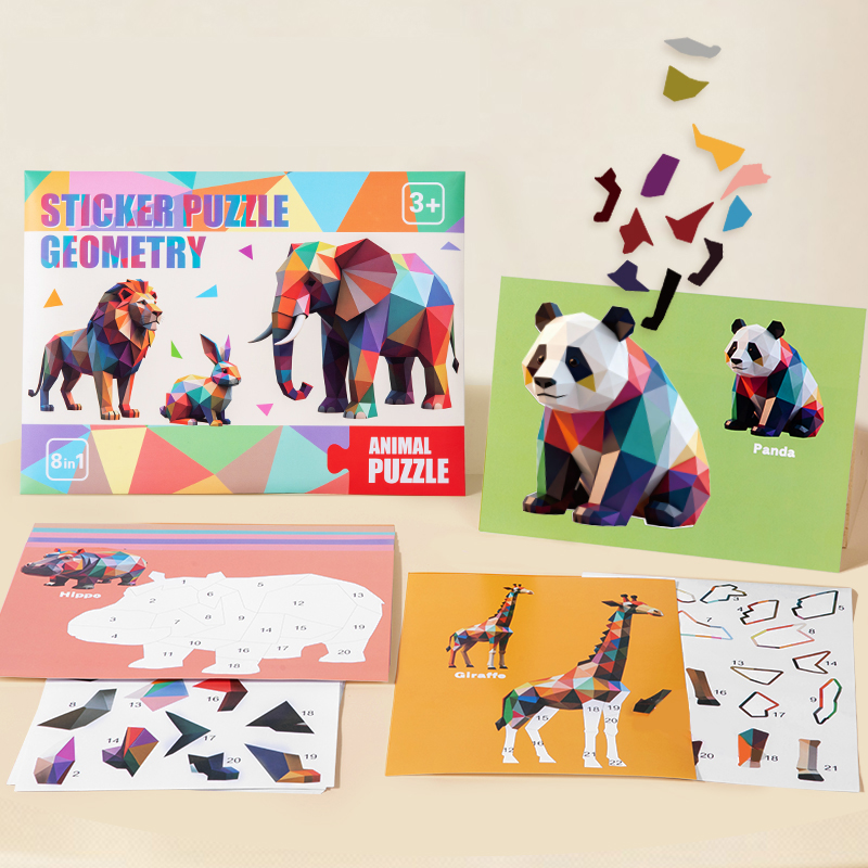 Puzzle Stiker Geometri Hewan E - Art Craft For Preschool ulasan dan harga